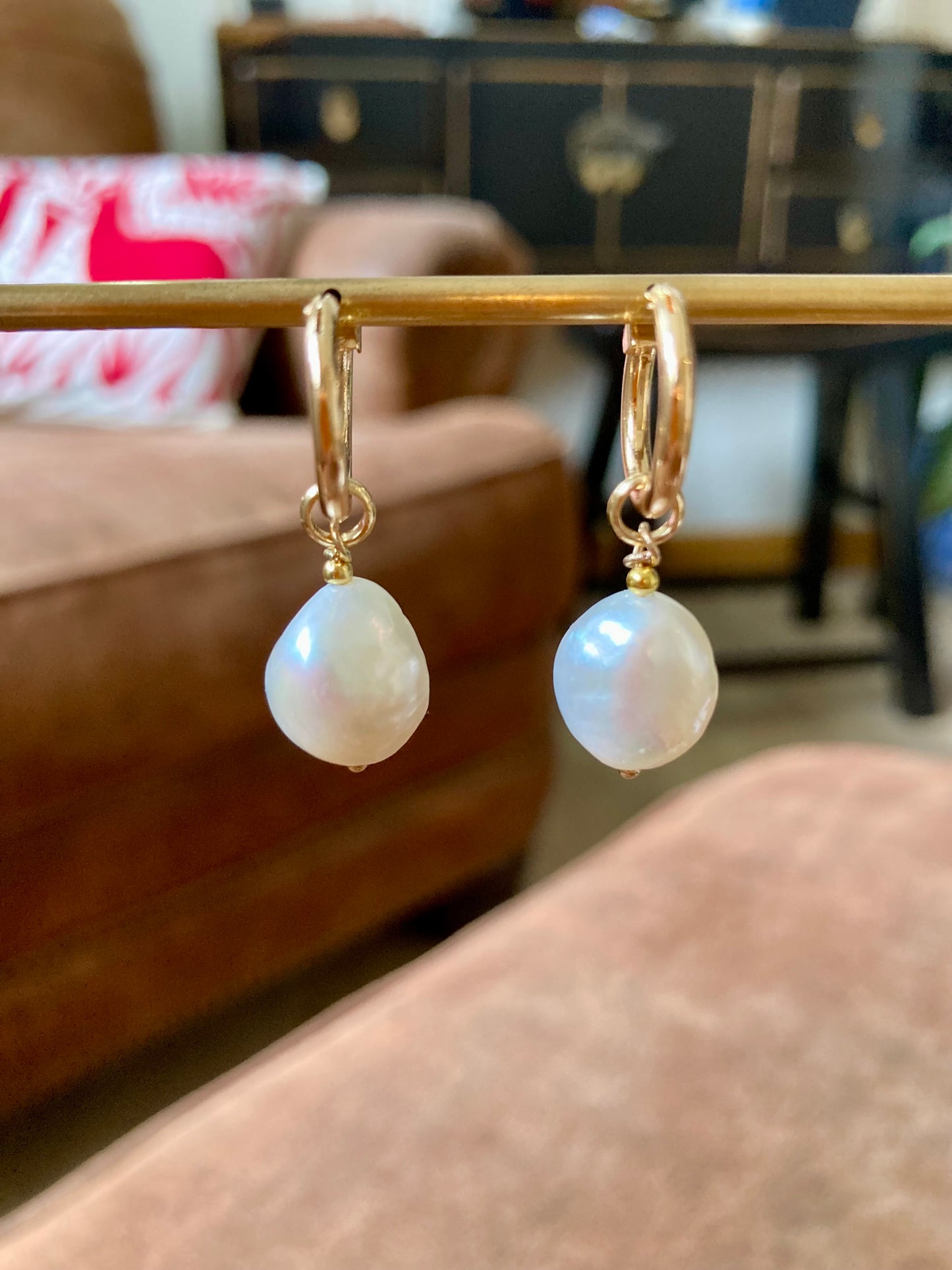 Interchangeable Baroque Freshwater Pearl Huggies Earrings