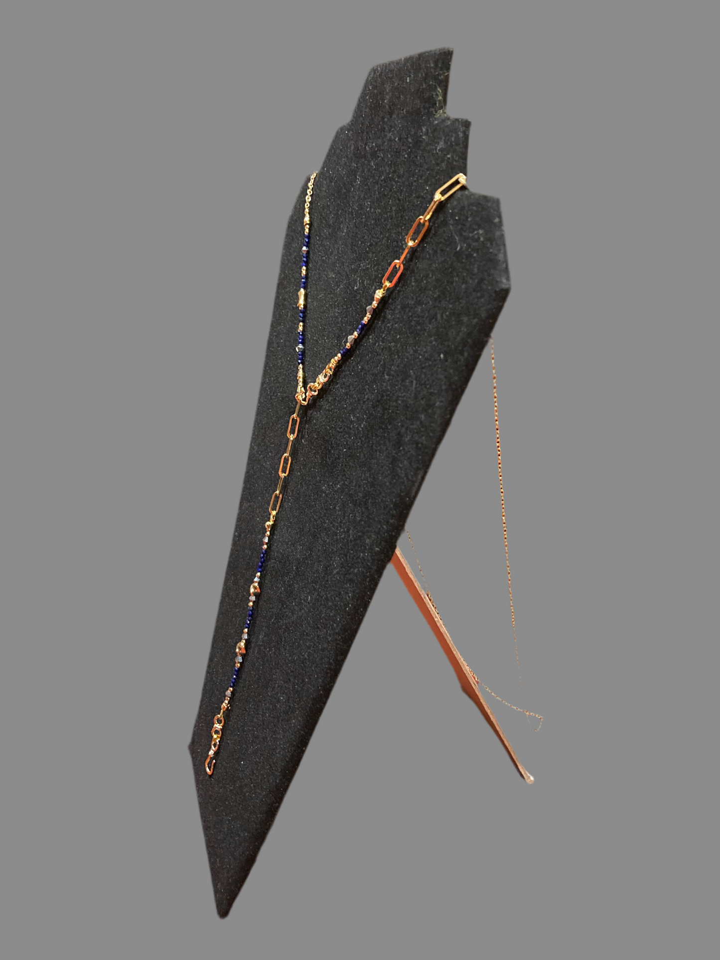 Presilla• Chic 6+ ways to style Lapis Lazuli Choker/Long necklace /Chain belt/ Badge Chain