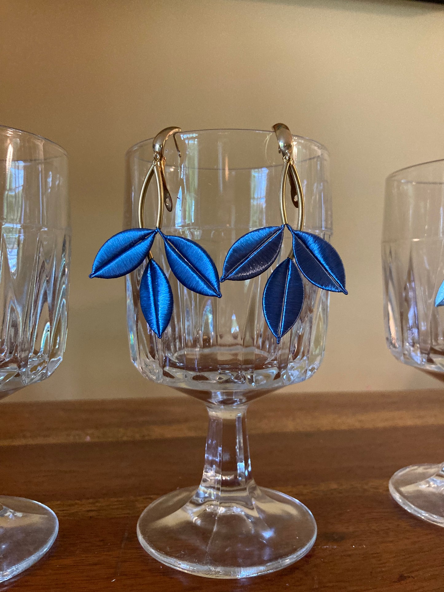 Ocean Blue Unique Design Statement Silky Floral Earrings