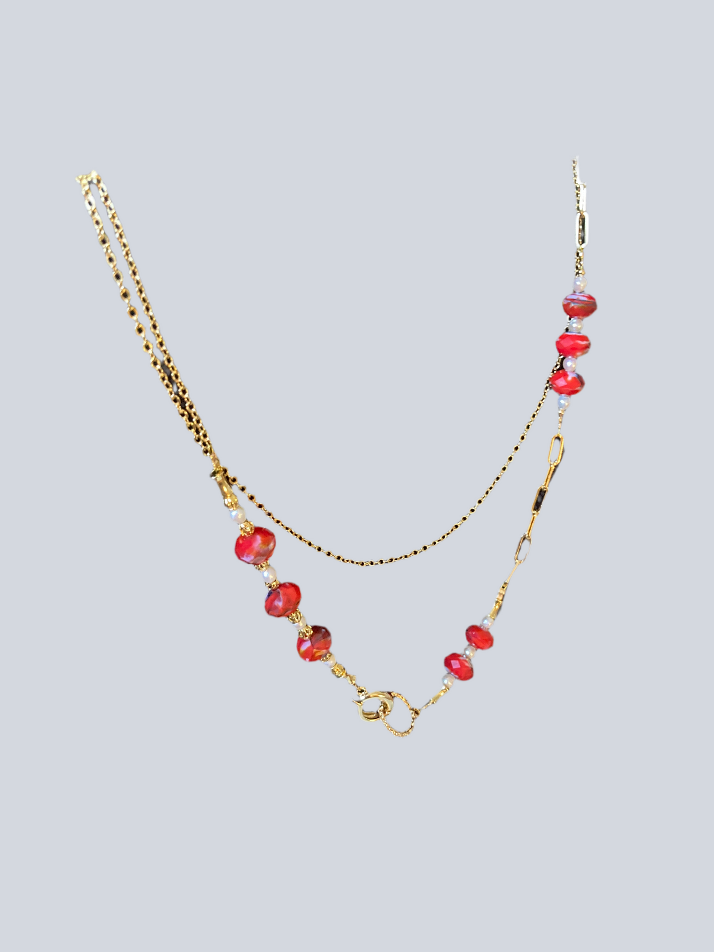Unique Design Interchangeable Freshwater Pearl Czech Beads Long Necklace