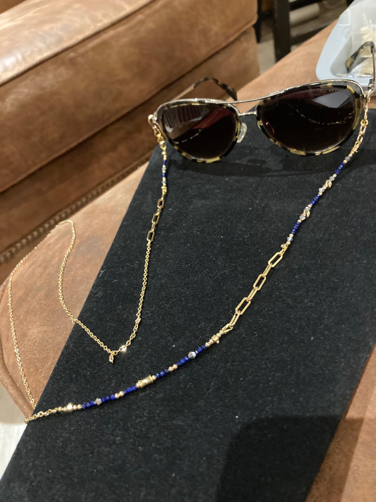 Presilla• Chic 6+ ways to style Lapis Lazuli Choker/Long necklace /Chain belt/ Badge Chain