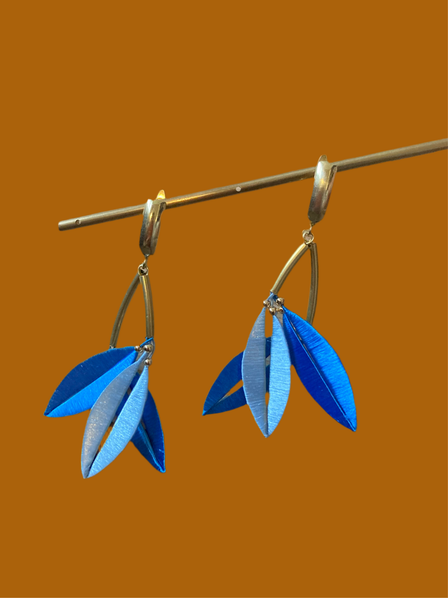 Statement Hand-wrapped Silky Thread Mixed Blue Floral Earrings