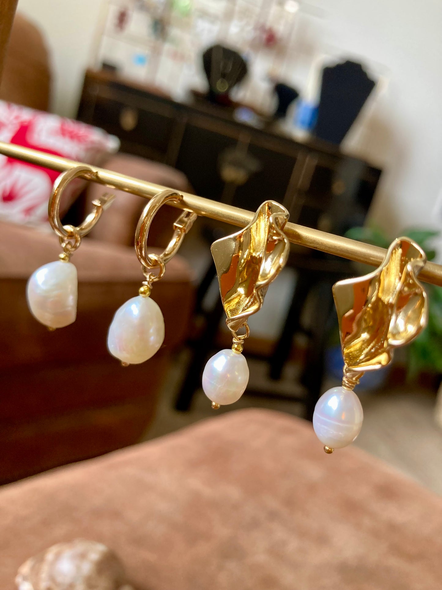 Interchangeable Baroque Freshwater Pearl Huggies Earrings