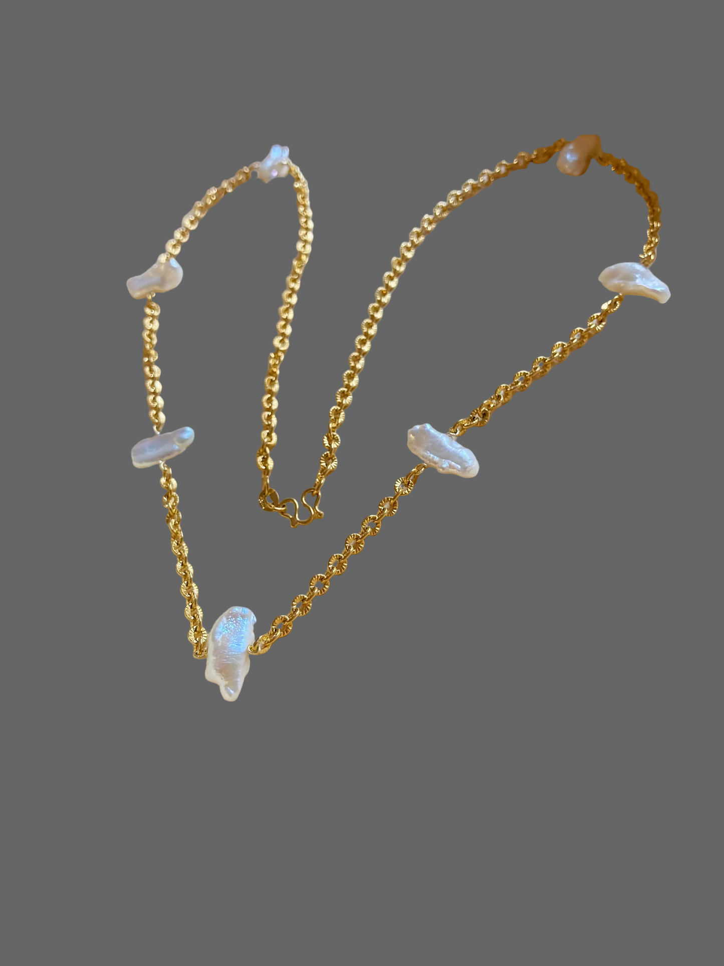 Unique Freshwater Pearl Gold Chain Necklace