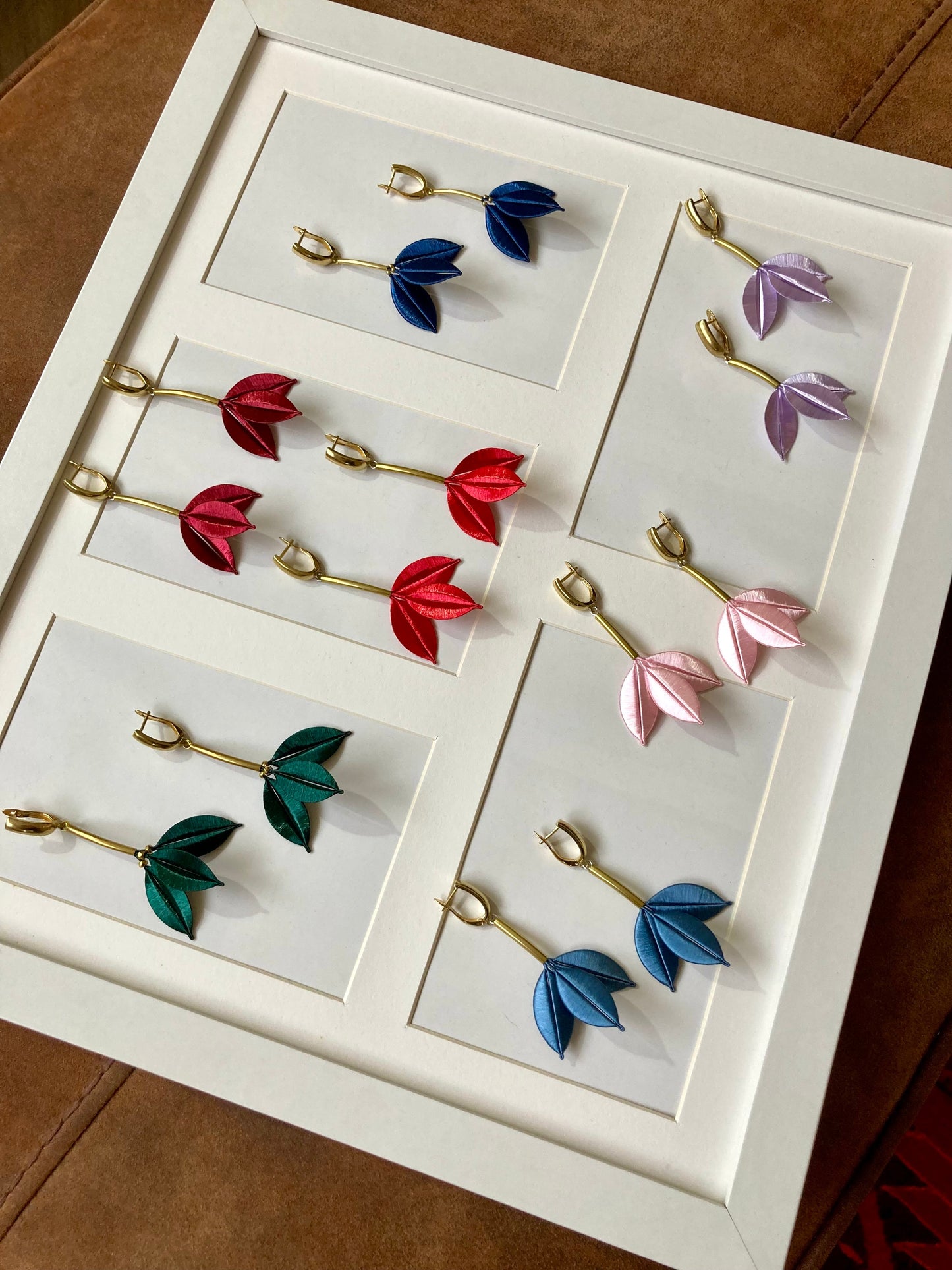 Caroline•Unique Design Shiny Hand-wrapped Silky Threads Leaves Earrings