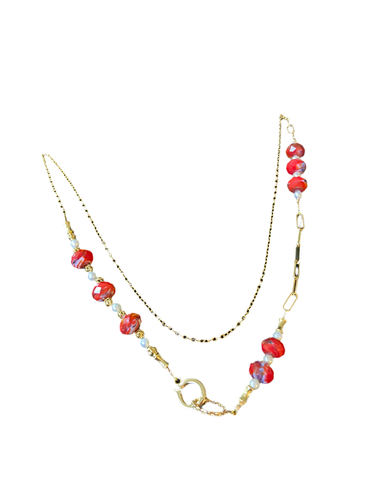 Unique Design Interchangeable Freshwater Pearl Czech Beads Long Necklace