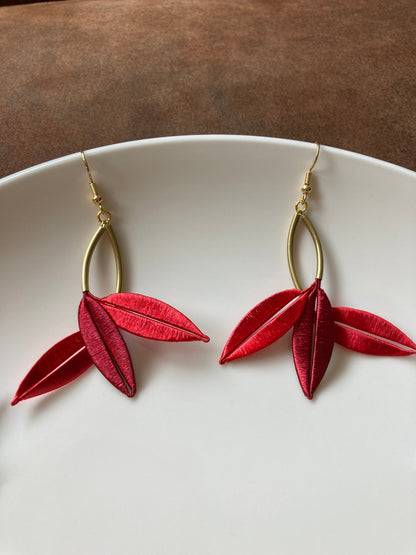Catherine•Unique Design Statement Hand-wrapped Silky Thread Blue Floral Earrings