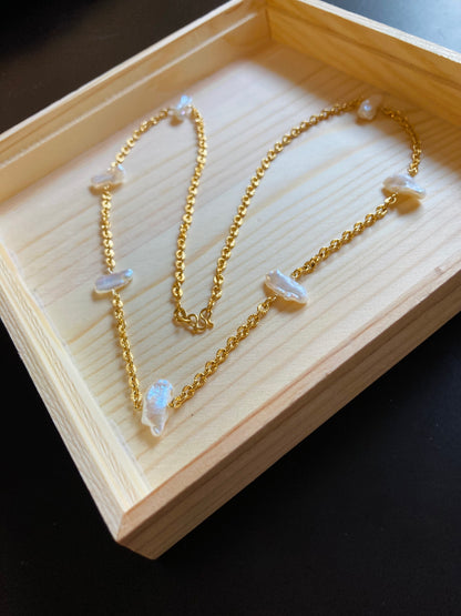 Unique Freshwater Pearl Gold Chain Necklace
