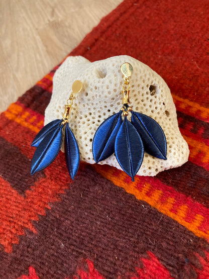 Juliet• Elegant Royal Blue Silky Thread Floral Earrings-Unique Handmade