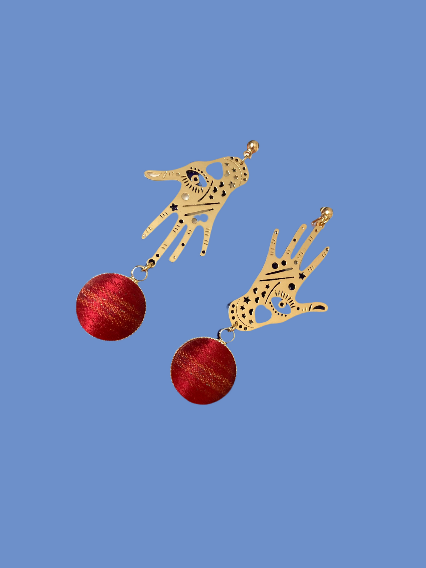 Precila • Gold Bohemian Magic Hand Silk Earring Studs
