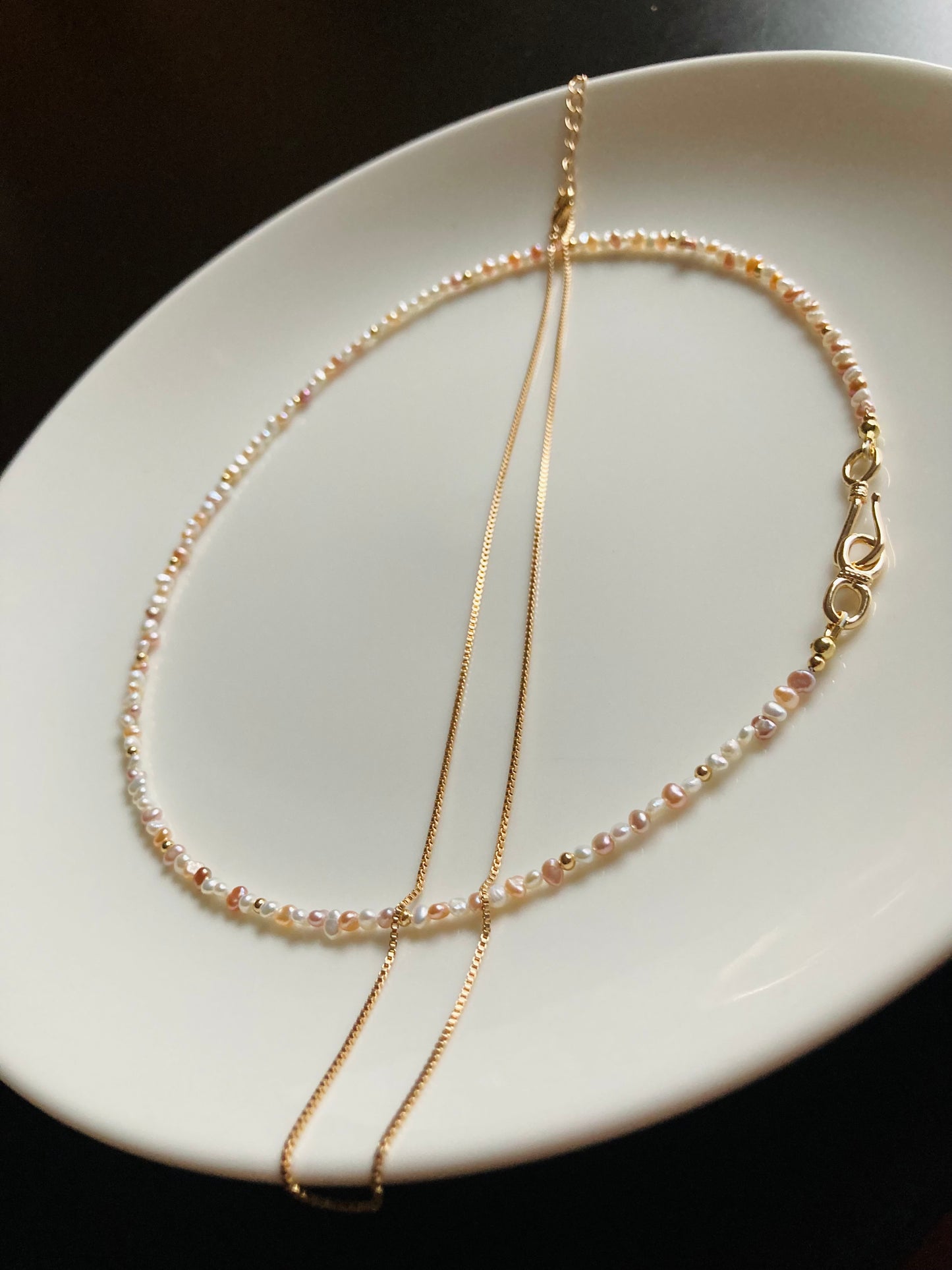 Multi-color Genuine Freshwater Pearl Layered Golden Choker Necklace Set