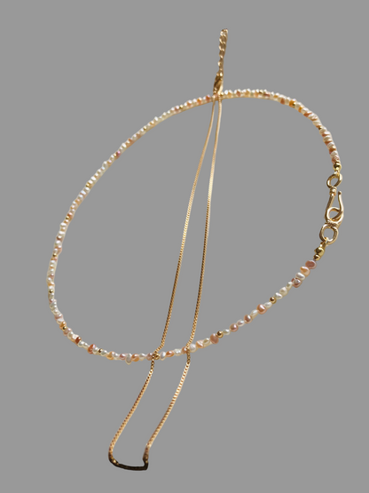 Multi-color Genuine Freshwater Pearl Layered Golden Choker Necklace Set