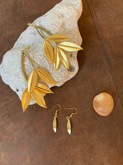 Penny•Unique Design Statement 6+Way-to-Style Gold Silky Thread Floral Earrings-Handmade Cultural Jewelry