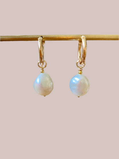 Interchangeable Baroque Freshwater Pearl Huggies Earrings