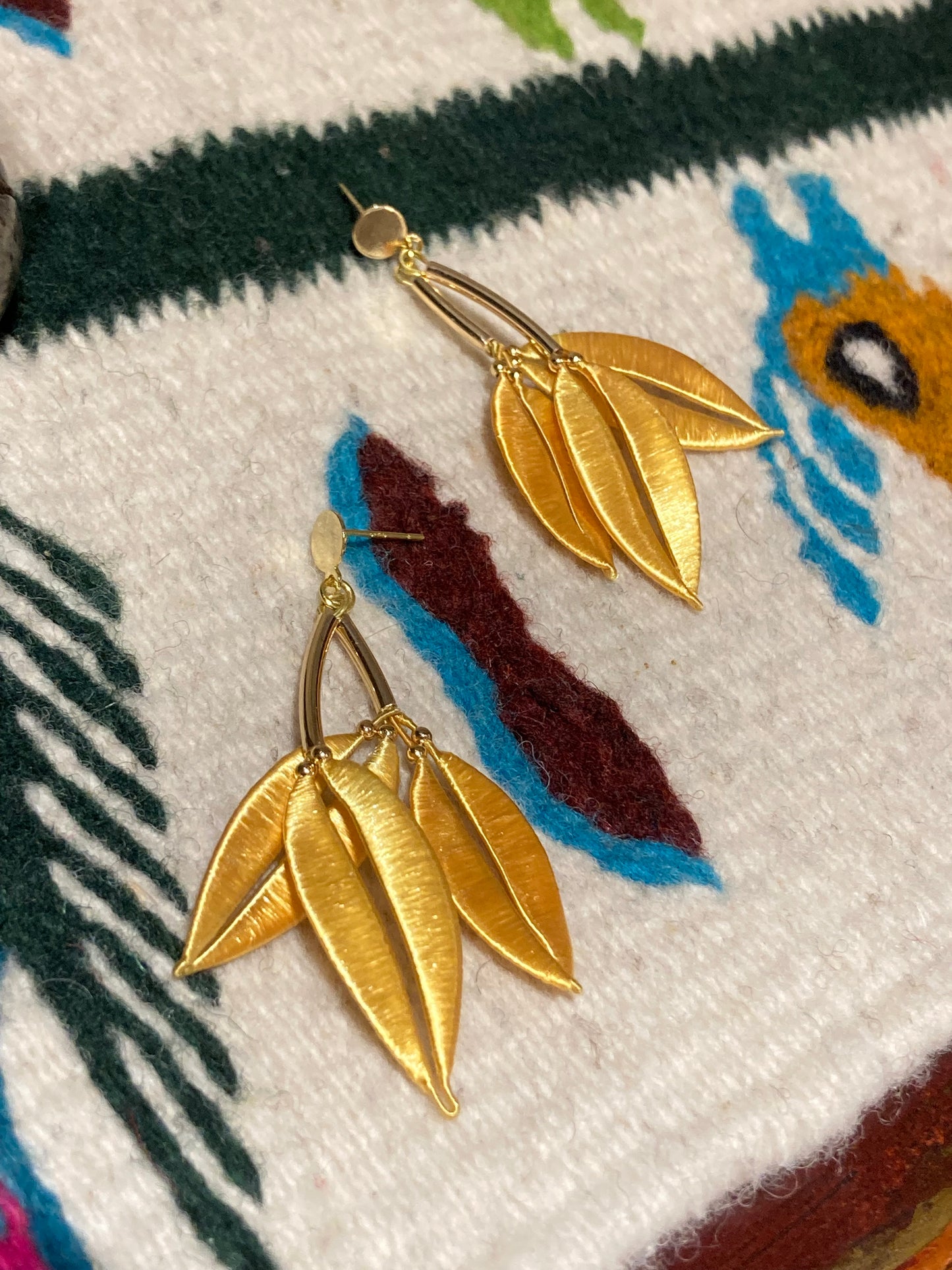 Statement Golden Hand-wrapped Silky Thread Floral Earrings