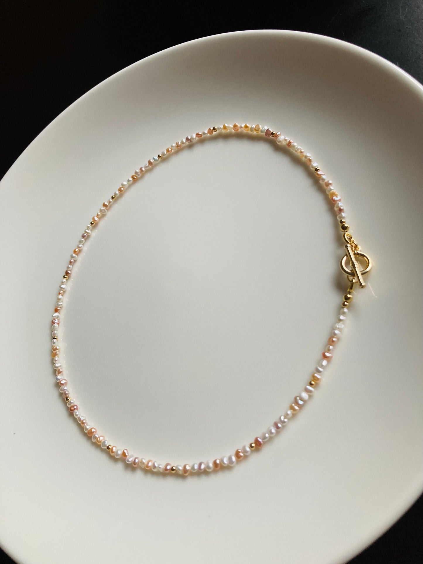 Multi-color Genuine Freshwater Pearl Layered Golden Choker Necklace Set