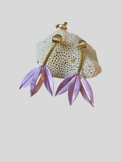 Elegante Handmade Lavender Purple Silky Thread Floral Studs Earrings-Versatile Cultural Jewelry
