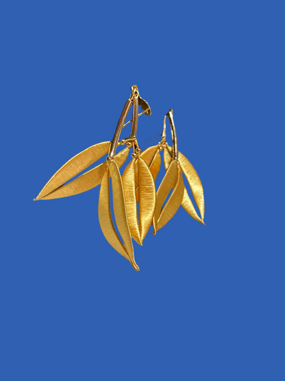 Statement Golden Silky Tree Leaf Floral Studs Earrings - Tree of Life