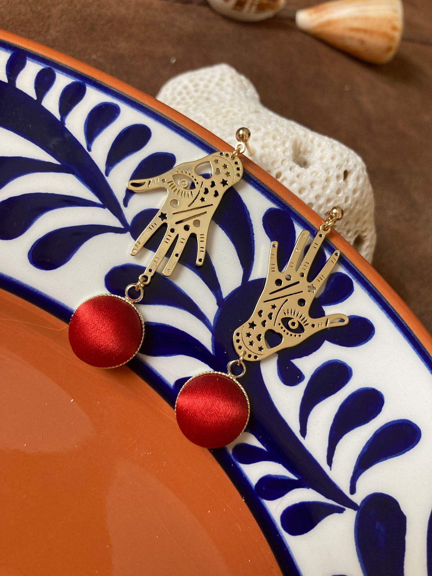 Precila • Gold Bohemian Magic Hand Silk Earring Studs