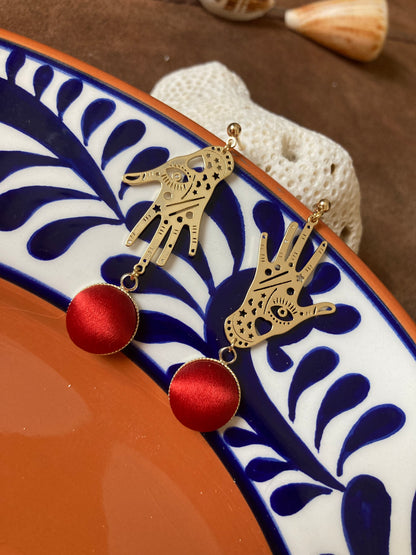 Precila • Gold Bohemian Magic Hand Silk Earring Studs