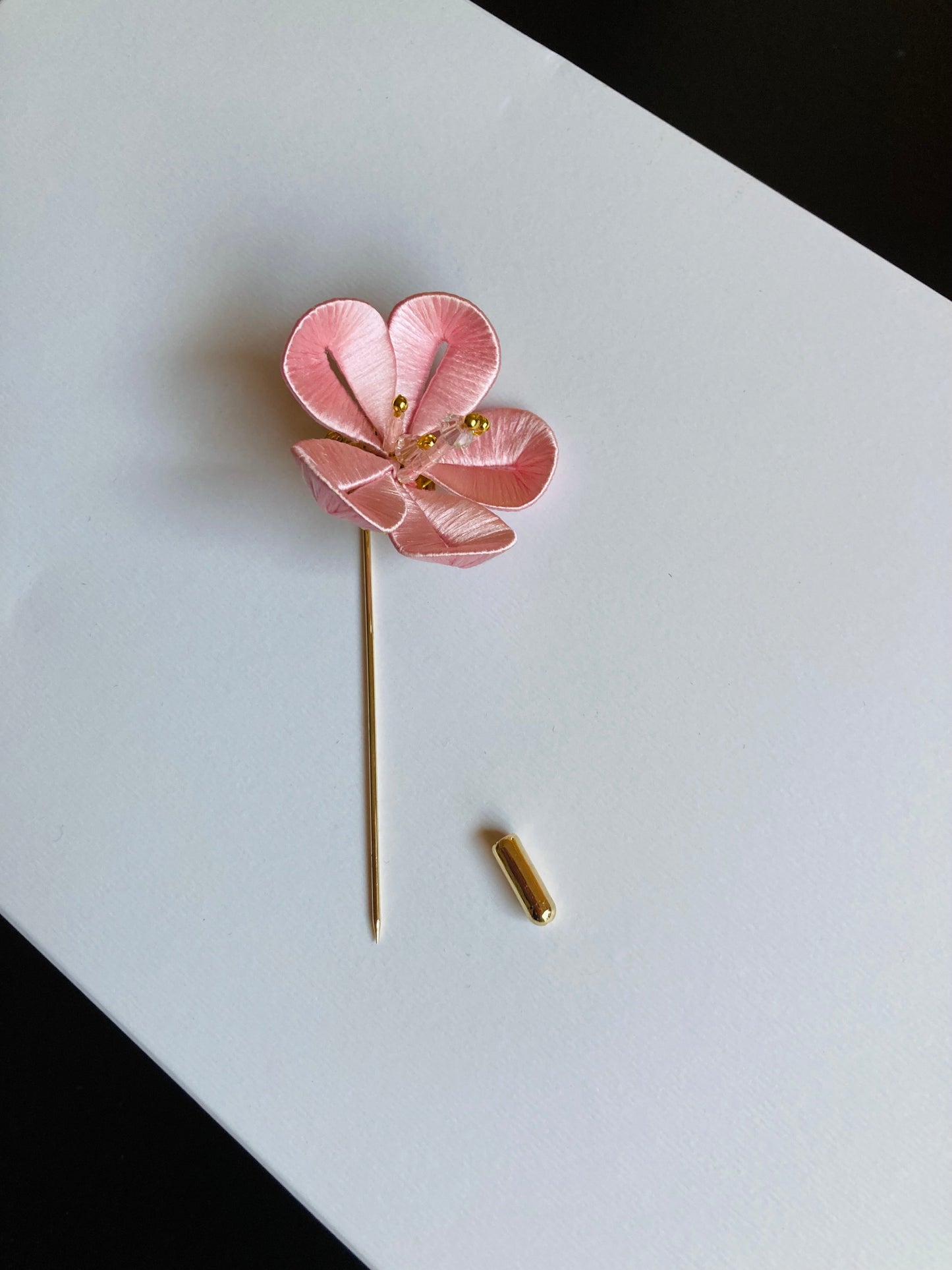 Unique Cherry Blossom Pink Brooch with Hand-wrapped Silky threads