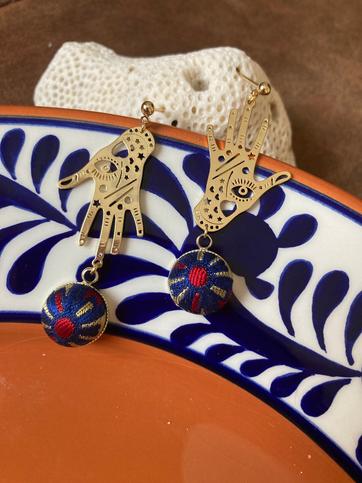 Precila • Gold Bohemian Magic Hand Silk Earring Studs