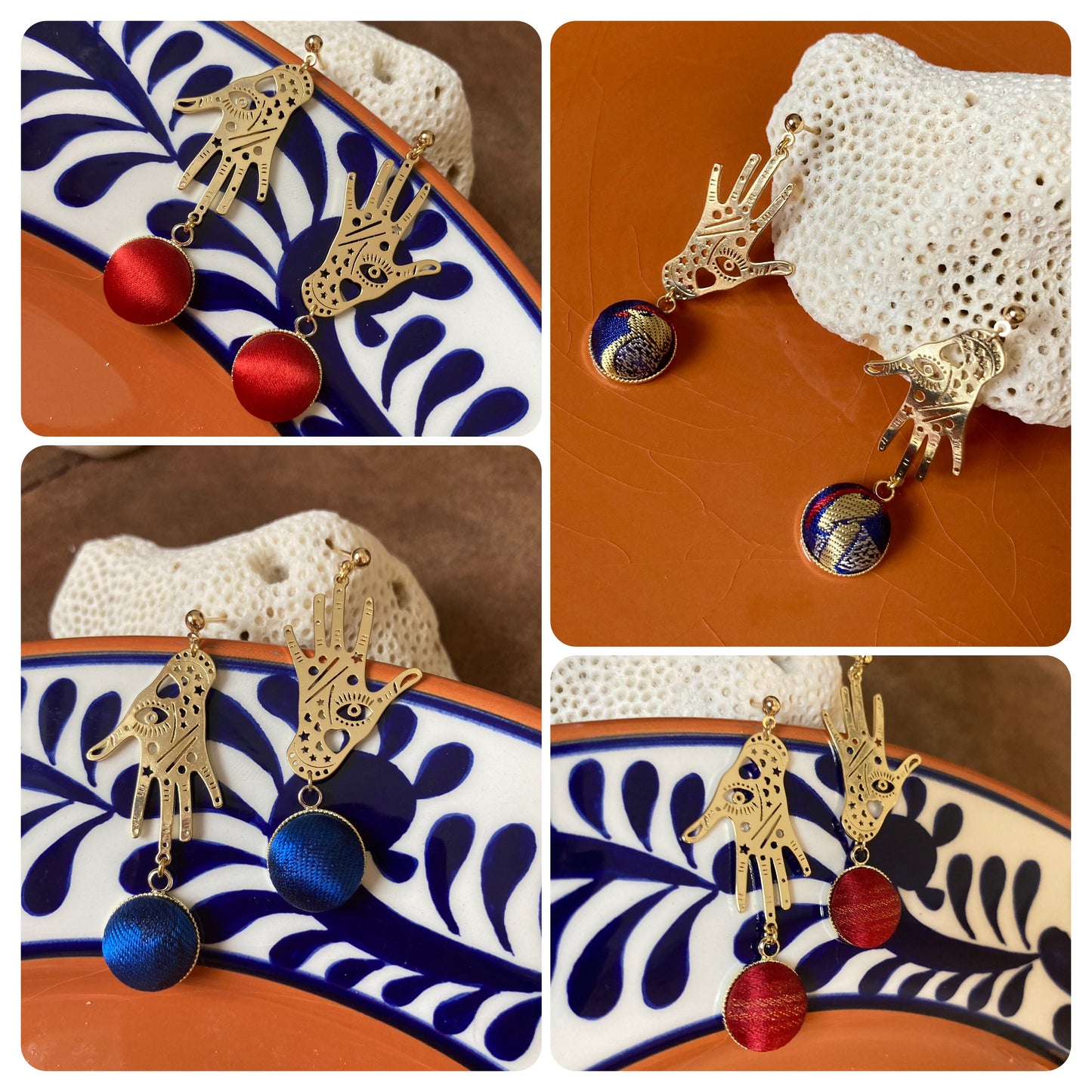 Precila • Gold Bohemian Magic Hand Silk Earring Studs