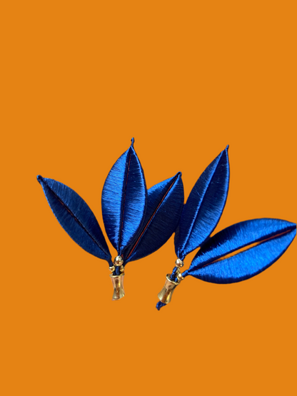 Juliet• Elegant Royal Blue Silky Thread Floral Earrings-Unique Handmade