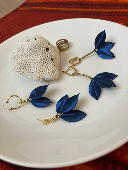 Juliet• Elegant Royal Blue Silky Thread Floral Earrings-Unique Handmade
