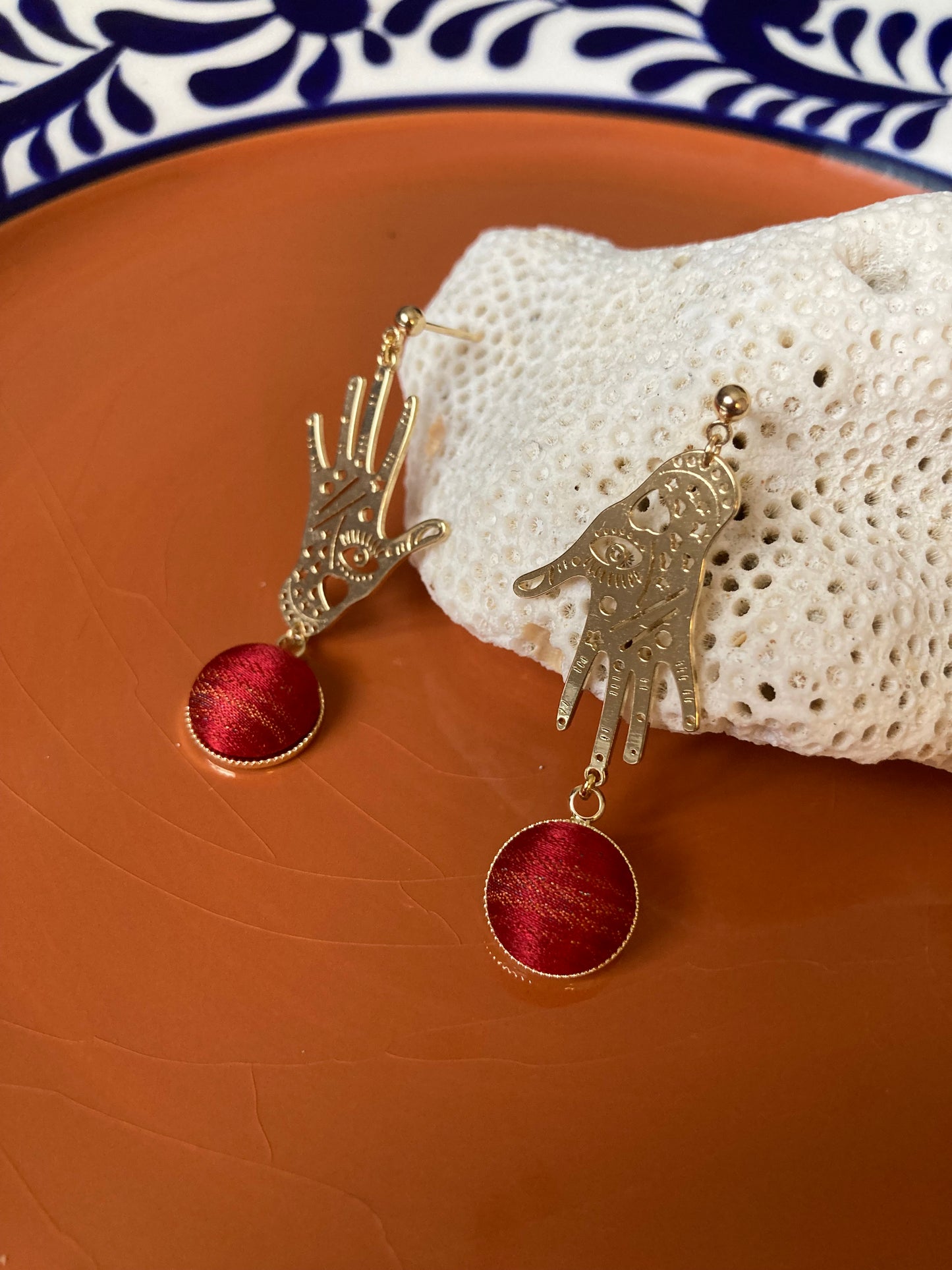 Precila • Gold Bohemian Magic Hand Silk Earring Studs