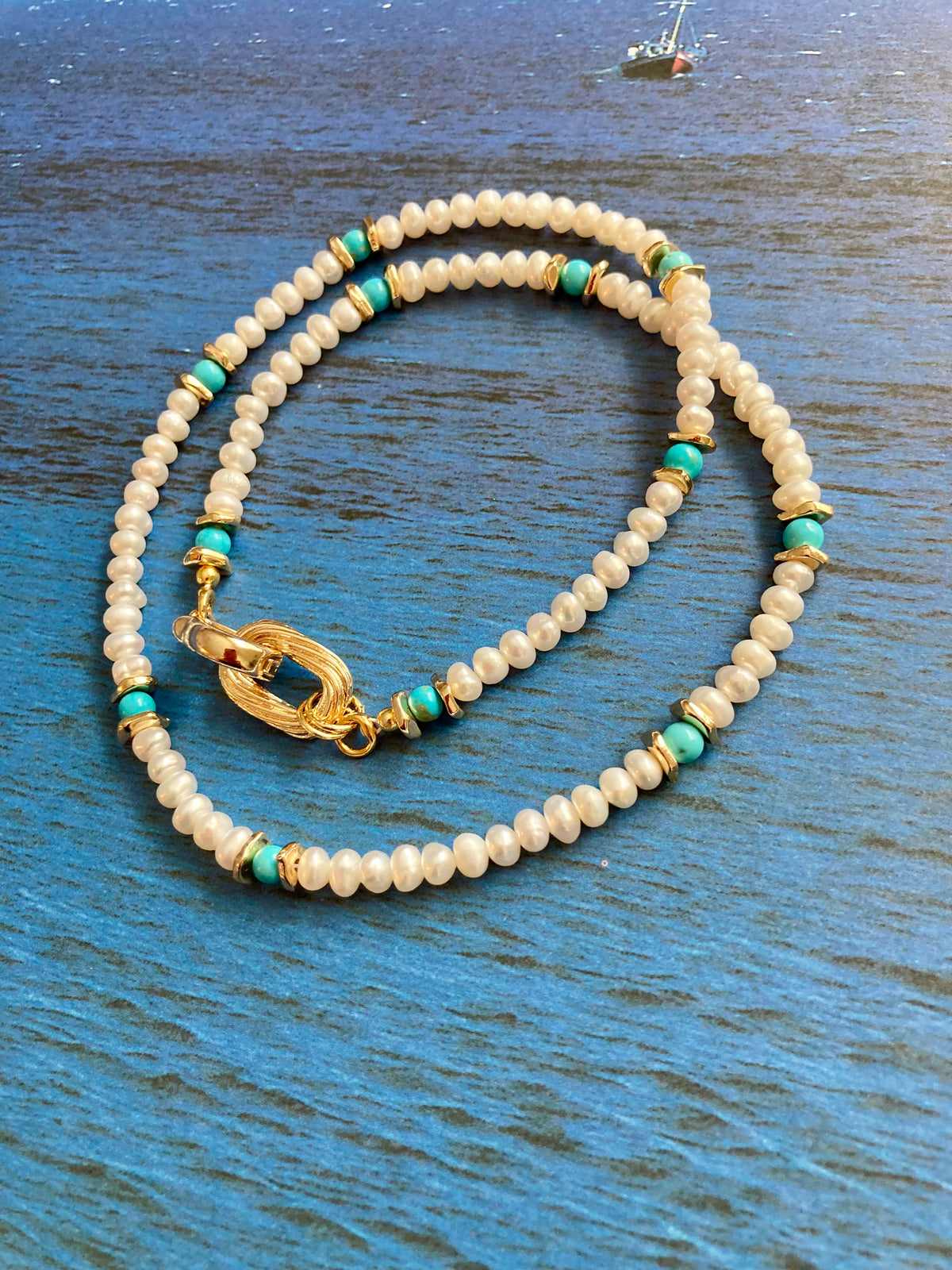 Convertible Freshwater Pearl Turquoise Necklace