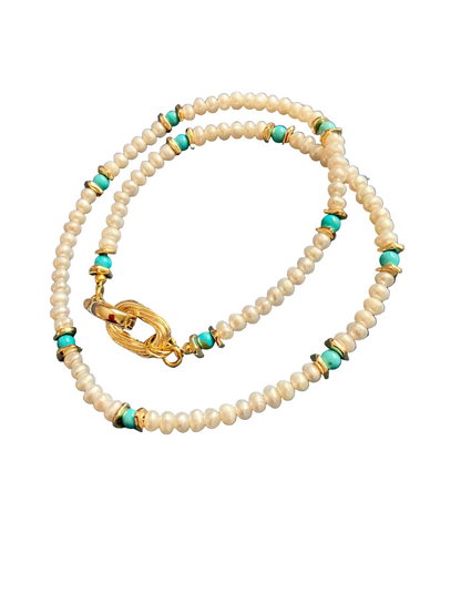 Convertible Freshwater Pearl Turquoise Necklace