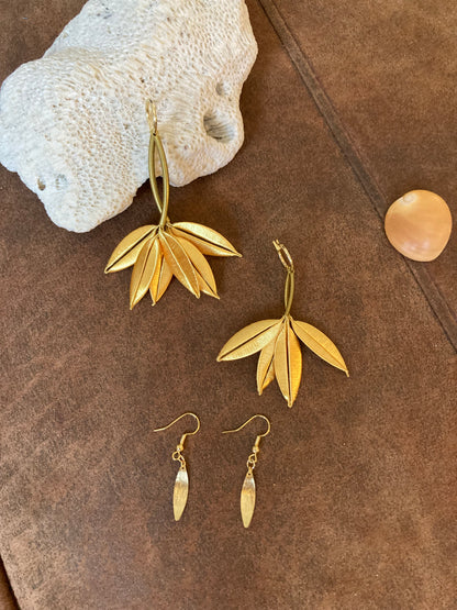 Penny•Unique Design Statement 6+Way-to-Style Gold Silky Thread Floral Earrings-Handmade Cultural Jewelry