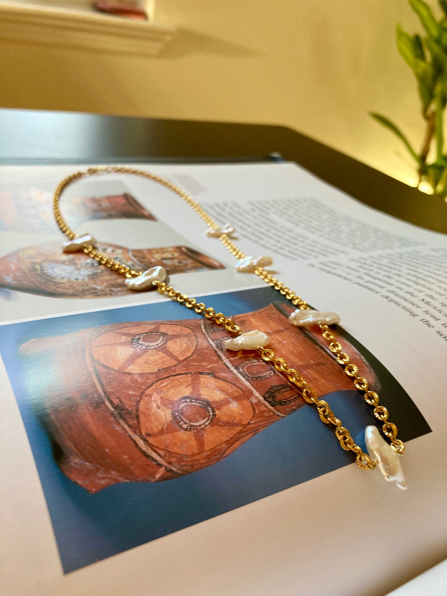 Unique Freshwater Pearl Gold Chain Necklace