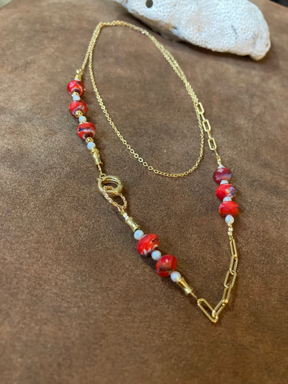 Unique Design Interchangeable Freshwater Pearl Czech Beads Long Necklace