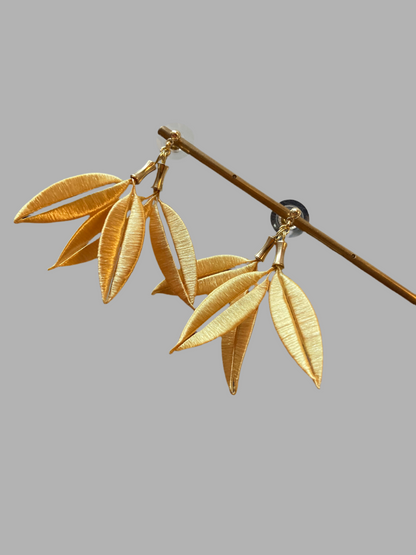 Sara• Statement Shiny Gold Silky Thread Floral  Earrings-Cultural Heritage Jewelry