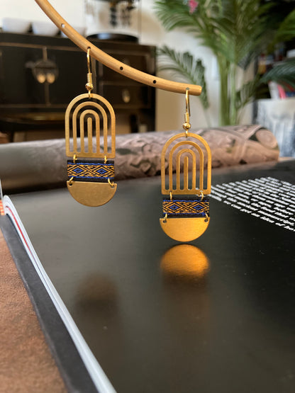 Aztec-Contemporary Design Golden Earrings