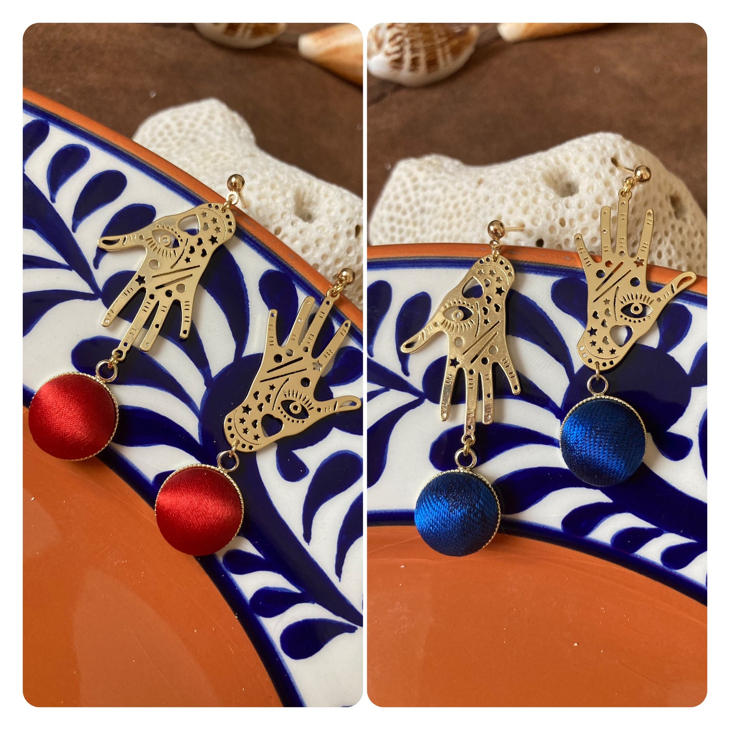 Precila • Gold Bohemian Magic Hand Silk Earring Studs