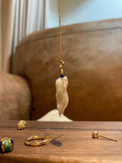 Unique Design Freshwater Pearl Gemstone Threader Earrings