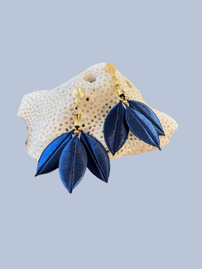 Juliet• Elegant Royal Blue Silky Thread Floral Earrings-Unique Handmade
