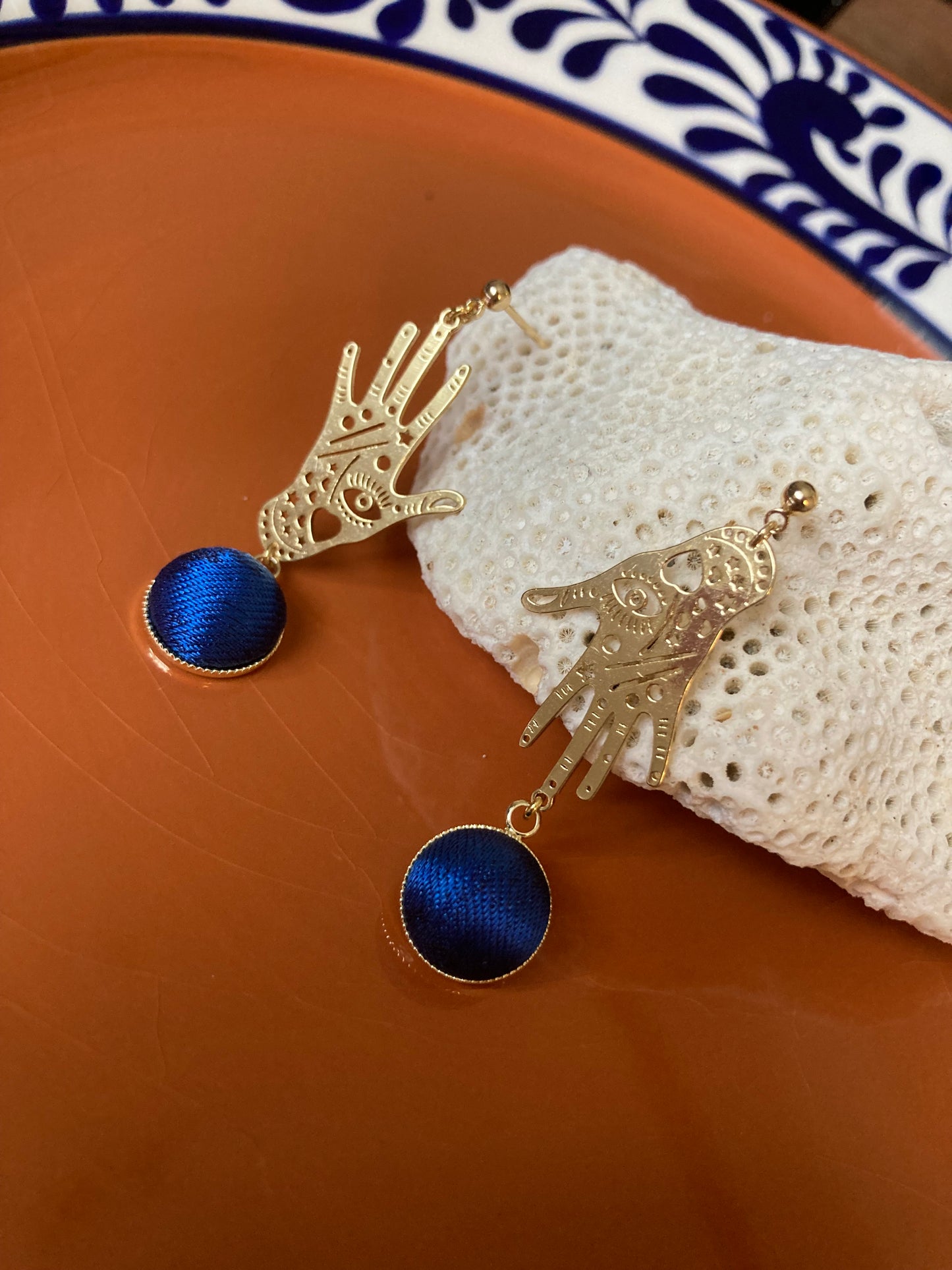 Precila • Gold Bohemian Magic Hand Silk Earring Studs