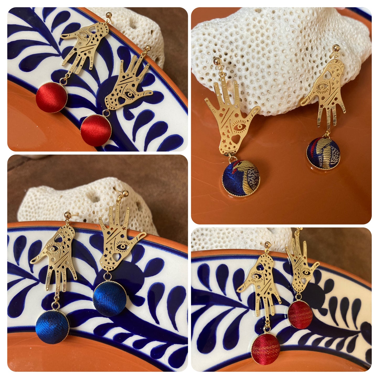Precila • Gold Bohemian Magic Hand Silk Earring Studs