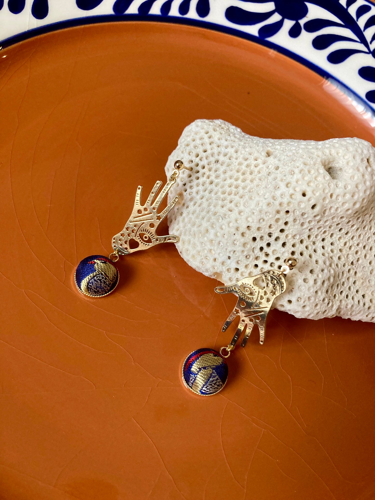 Precila • Gold Bohemian Magic Hand Silk Earring Studs