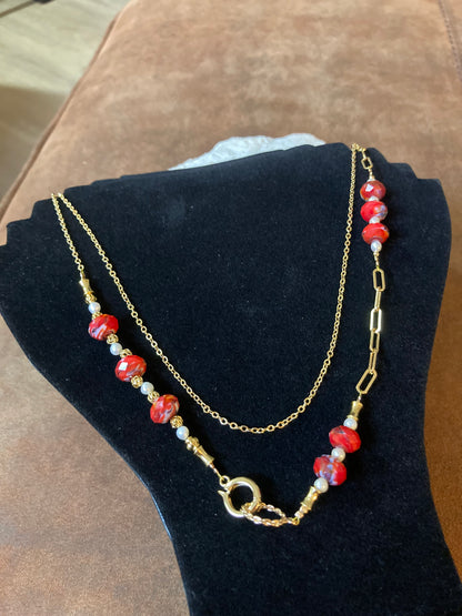 Unique Design Interchangeable Freshwater Pearl Czech Beads Long Necklace