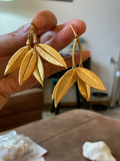 Sara• Statement Shiny Gold Silky Thread Floral  Earrings-Cultural Heritage Jewelry