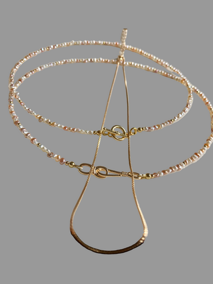 Multi-color Genuine Freshwater Pearl Layered Golden Choker Necklace Set