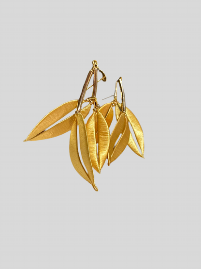 Statement Golden Silky Tree Leaf Floral Studs Earrings - Tree of Life