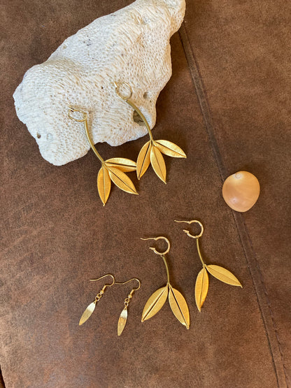 Penny•Unique Design Statement 6+Way-to-Style Gold Silky Thread Floral Earrings-Handmade Cultural Jewelry