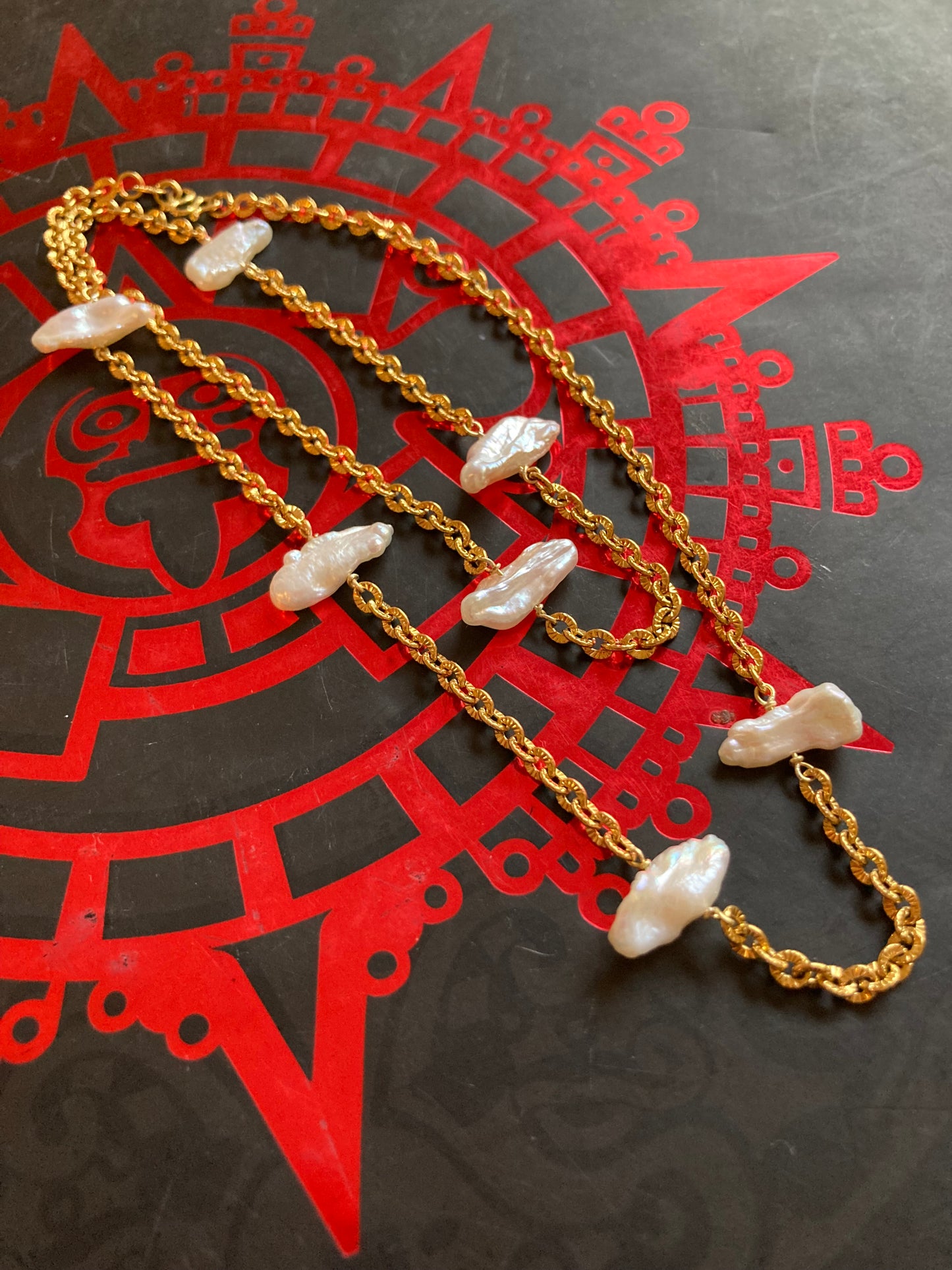 Unique Freshwater Pearl Gold Chain Necklace