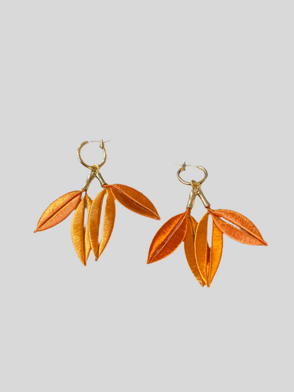 Sara• Versatile Design Unique Handmade Silky Thread Orange Floral Earrings